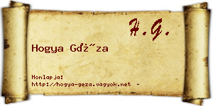 Hogya Géza névjegykártya